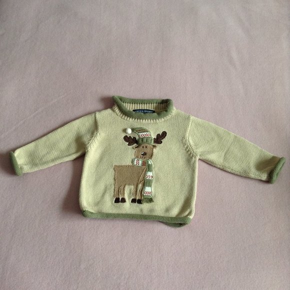 Bowen & Wright Infant Knit Sweater w/Holiday Reindeer, Sz 12 months - Picture 2 of 8
